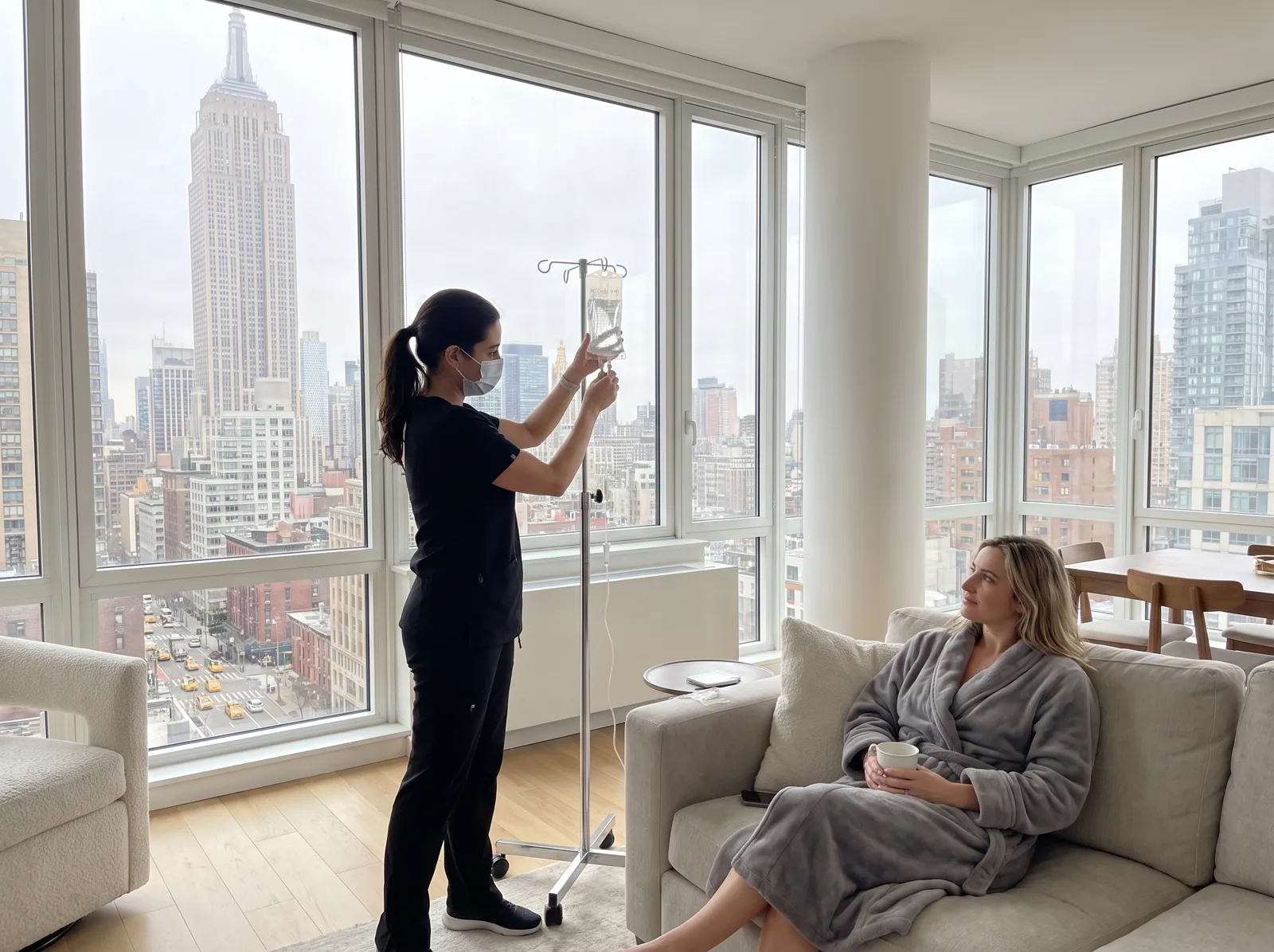 Mobile IV therapy in a Manhattan apartment