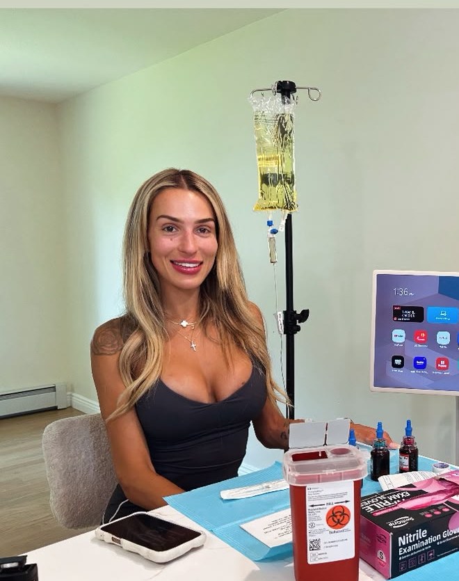 Client relaxing at home during an IV drip