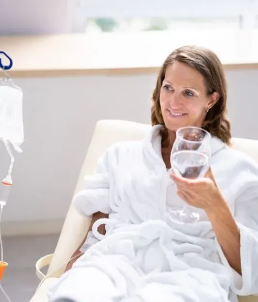 Client mid-infusion at home